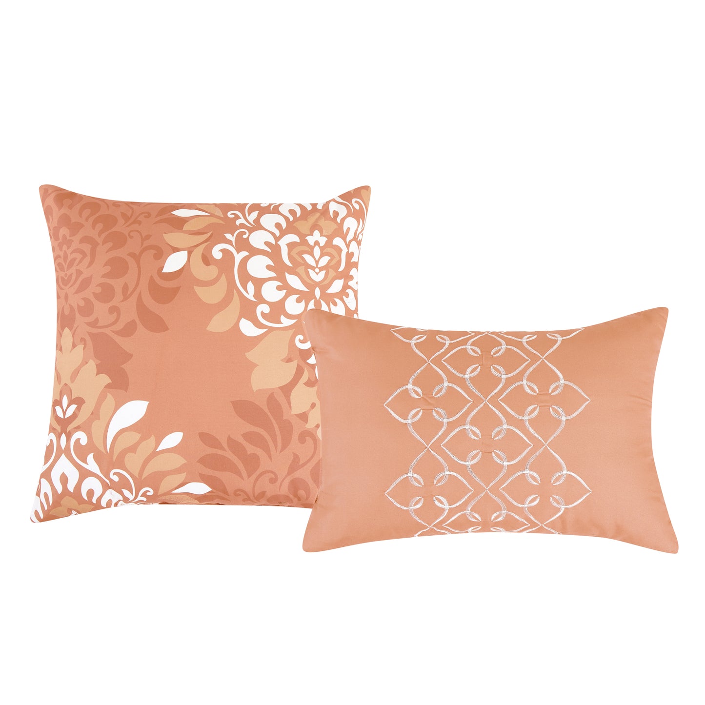 Bed-in-a-Bag 9-pieces Purity Floral Coral Pink Comforter and Sheet Set, Bed in Bag Quilted Floral Bedding Set - Cal King Size