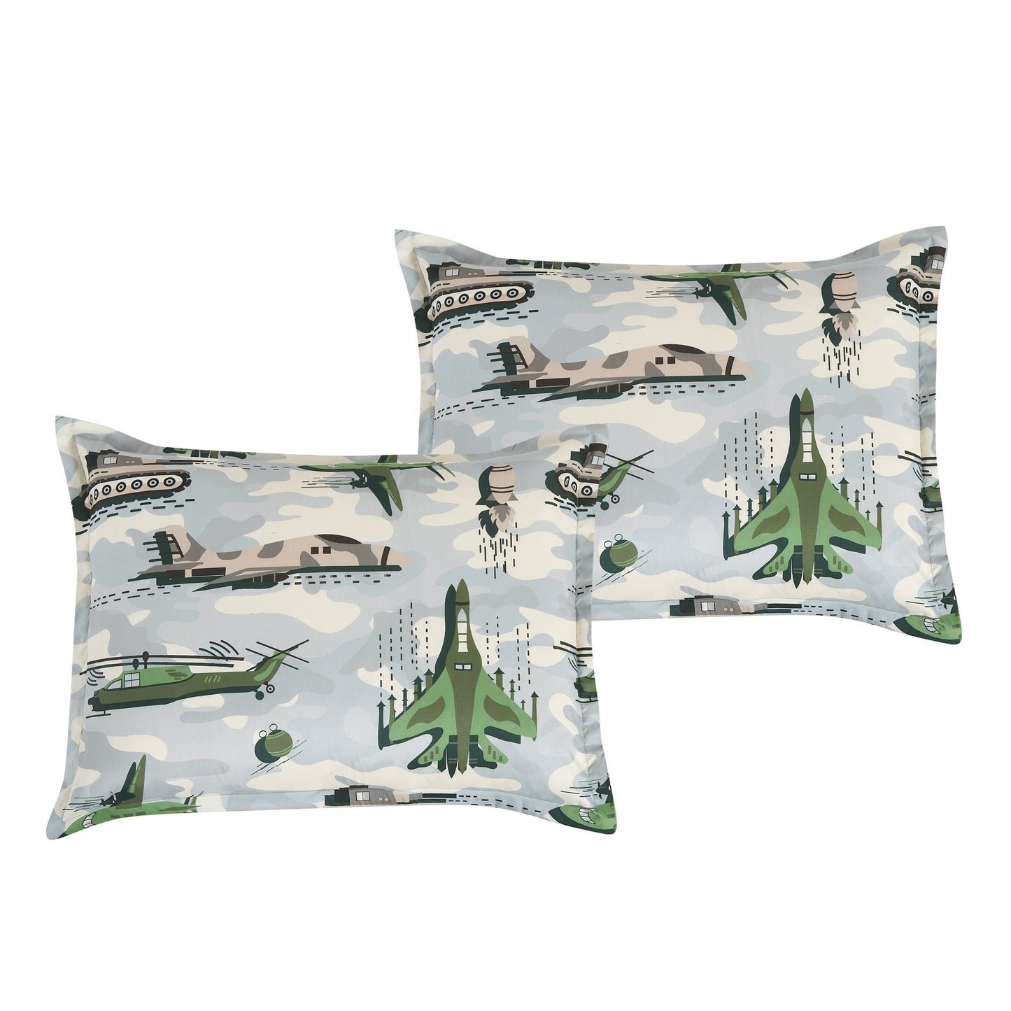 US Army Military Kids Comforter Set Twin Size Green Comforter Set with Fighter Jet Toy Throw Pillow - For Boys Girls