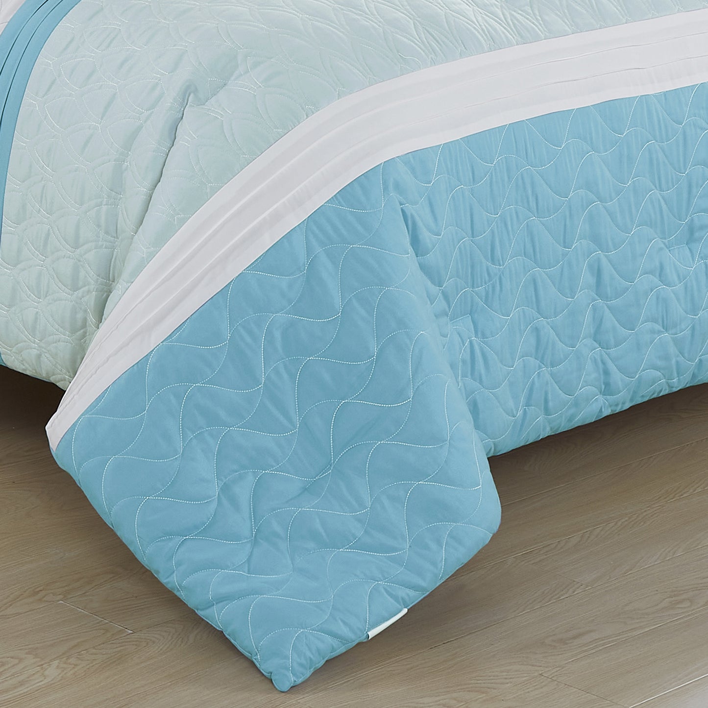 Bed-in-a-Bag 9-pieces Anchors White Blue Comforter and Sheet Set, Coastal Bedding Set - Cal King Size