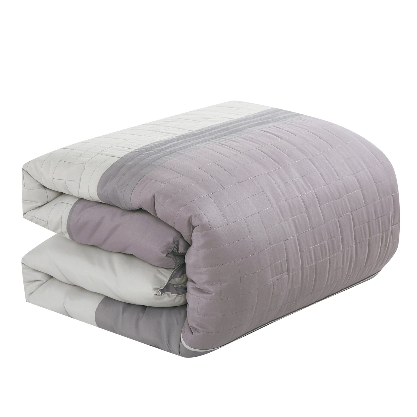 Bed-in-a-Bag 9-pieces Ena Grey Pintuck Real Quilting Comforter and Sheet Set Bedding Set - Cal King Size