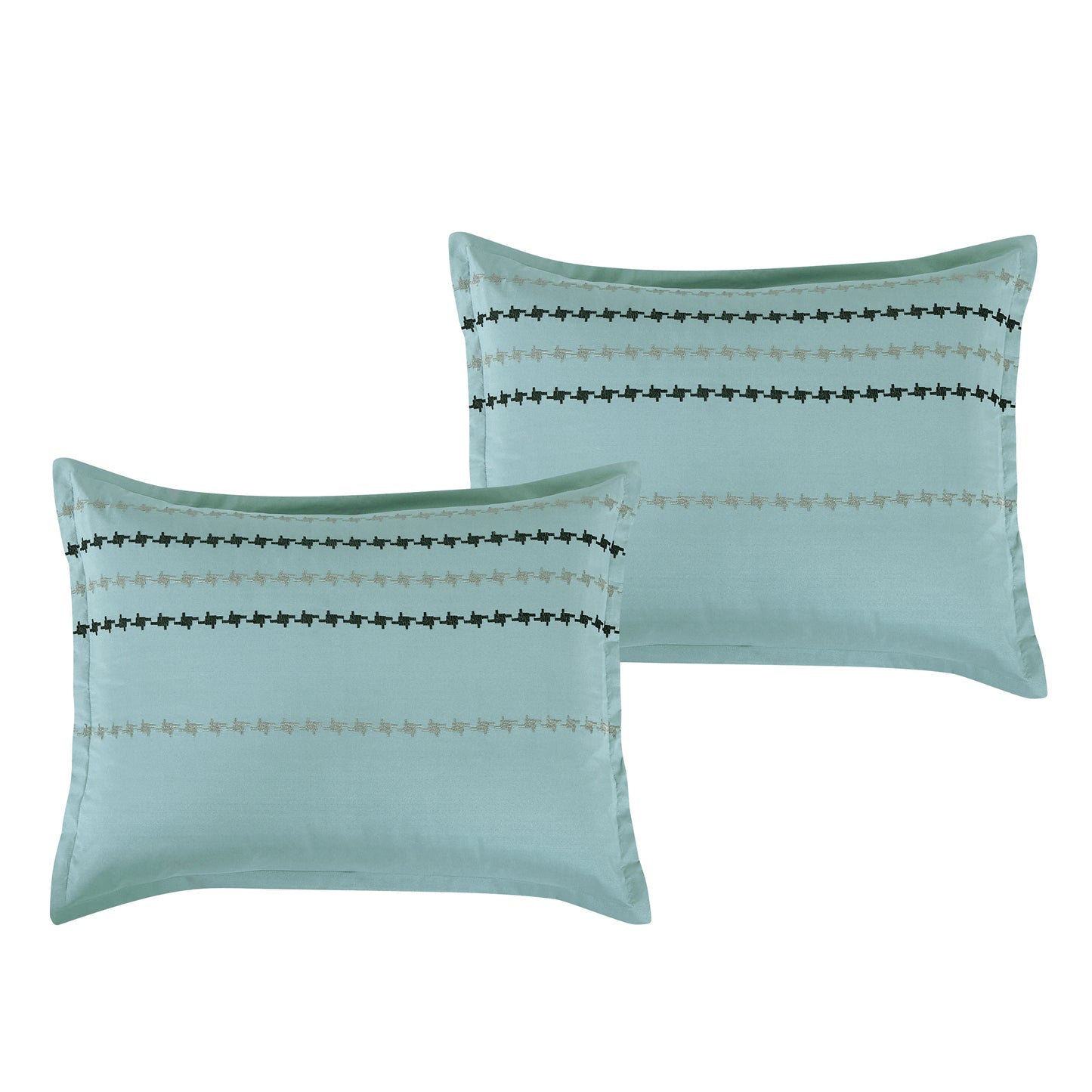 Bed-in-a-Bag 9-pieces Eris Teal Embroidery Comforter and Sheet Set Bedding Set - Cal King Size