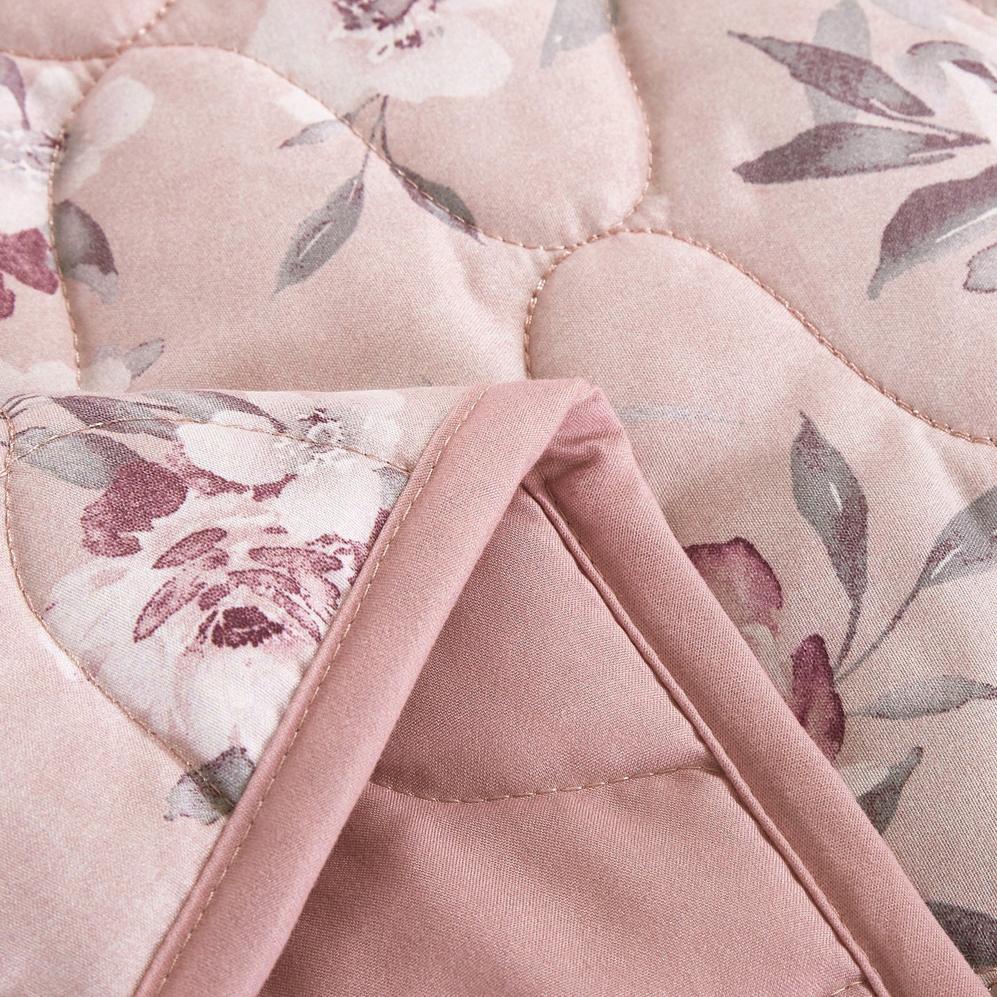 3-Piece Reversible Floral Pink Quilt, Floral Bedspread Set King Size