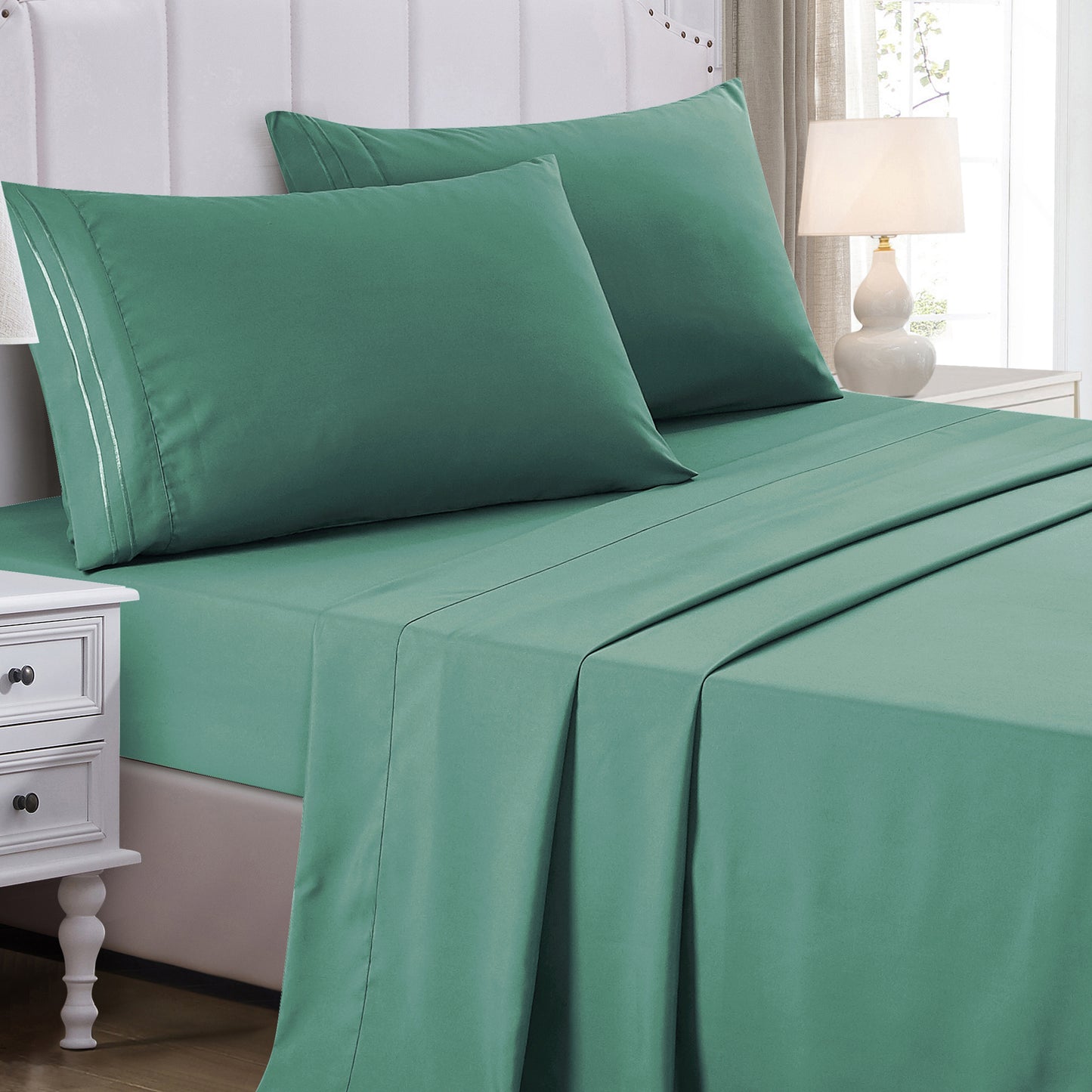 3-Piece Teal Sheet Set Twin Size with Flat Sheet, Fitted Sheet, and Pillowcases