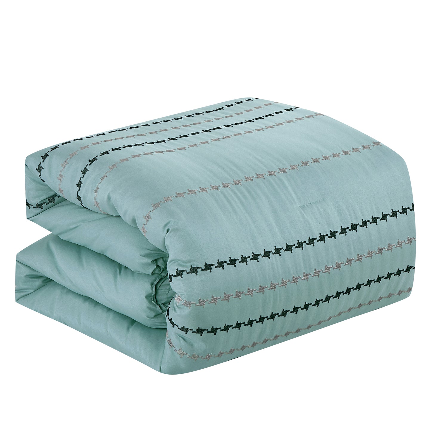 Bed-in-a-Bag 9-pieces Eris Teal Embroidery Comforter and Sheet Set Bedding Set - Cal King Size