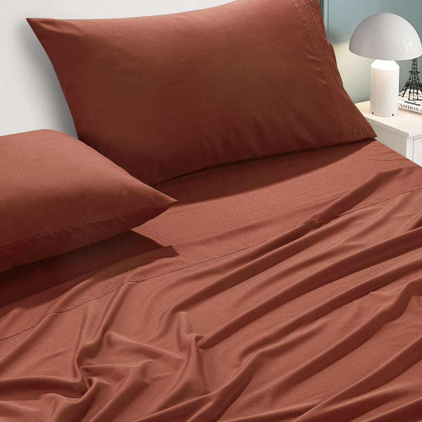 3-Piece Spice Sheet Set Twin Size with Flat Sheet, Fitted Sheet, and Pillowcases