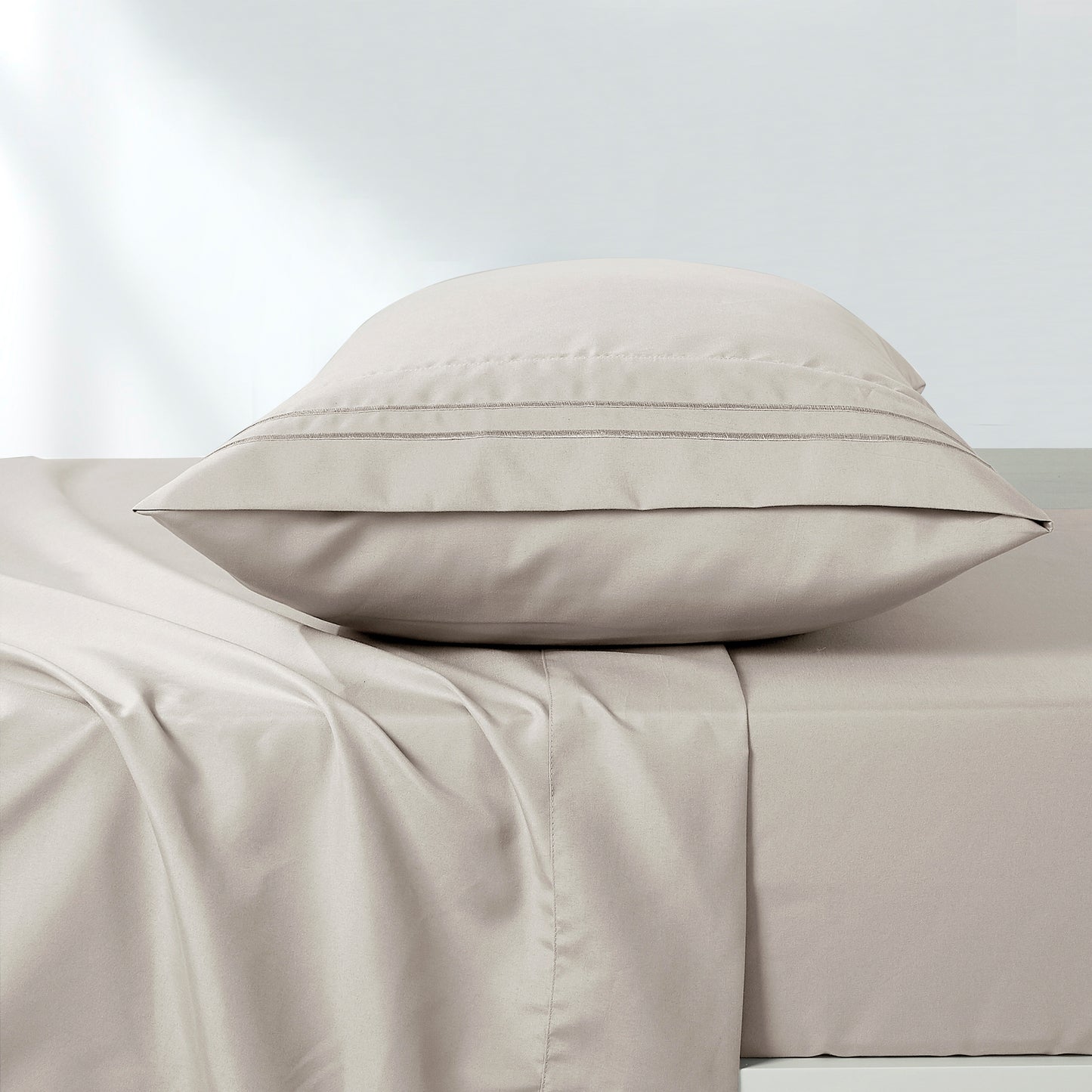 3-Piece Taupe Sheet Set Twin Size with Flat Sheet, Fitted Sheet, and Pillowcases