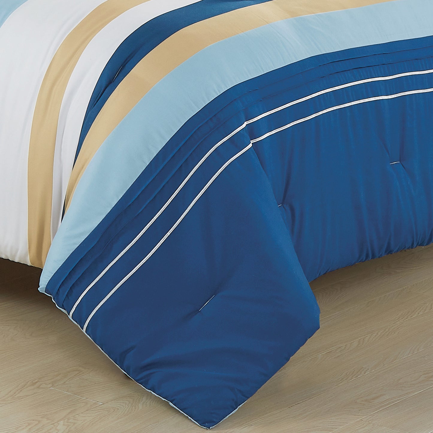 Bed-in-a-Bag 9-pieces Sailboat Blue Yellow White Comforter and Sheet Set, Coastal Bedding Set - Cal King Size