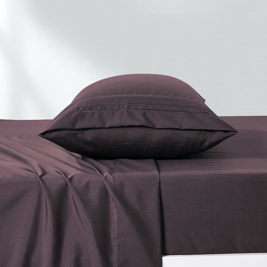 ESCA 4-Piece Purple Sheet Set Queen Size with Flat Sheet, Fitted Sheet, and Pillowcases