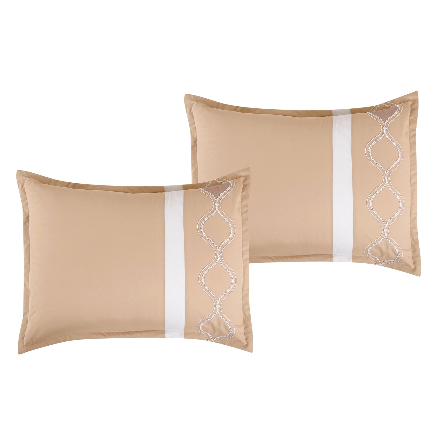 Bed-in-a-Bag 9-pieces Kineta Peach Pink Comforter and Sheet Set ,Bed in Bag Embroidery Bedding  Set- Cal King Size