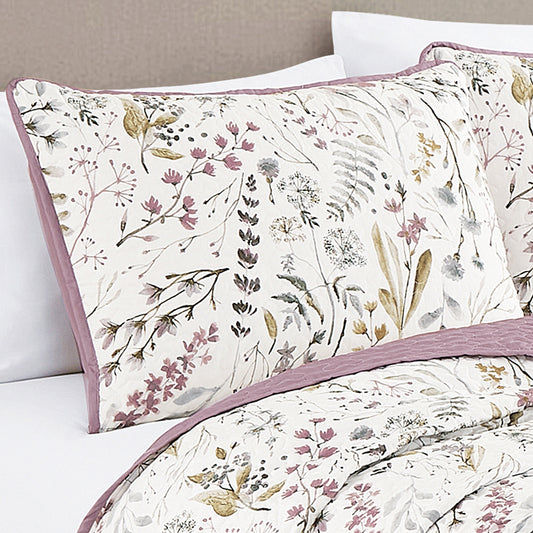 3-Piece LARA Lightweight Purple and White Floral Quilt Reversible Purple Bedspread Set – King Size