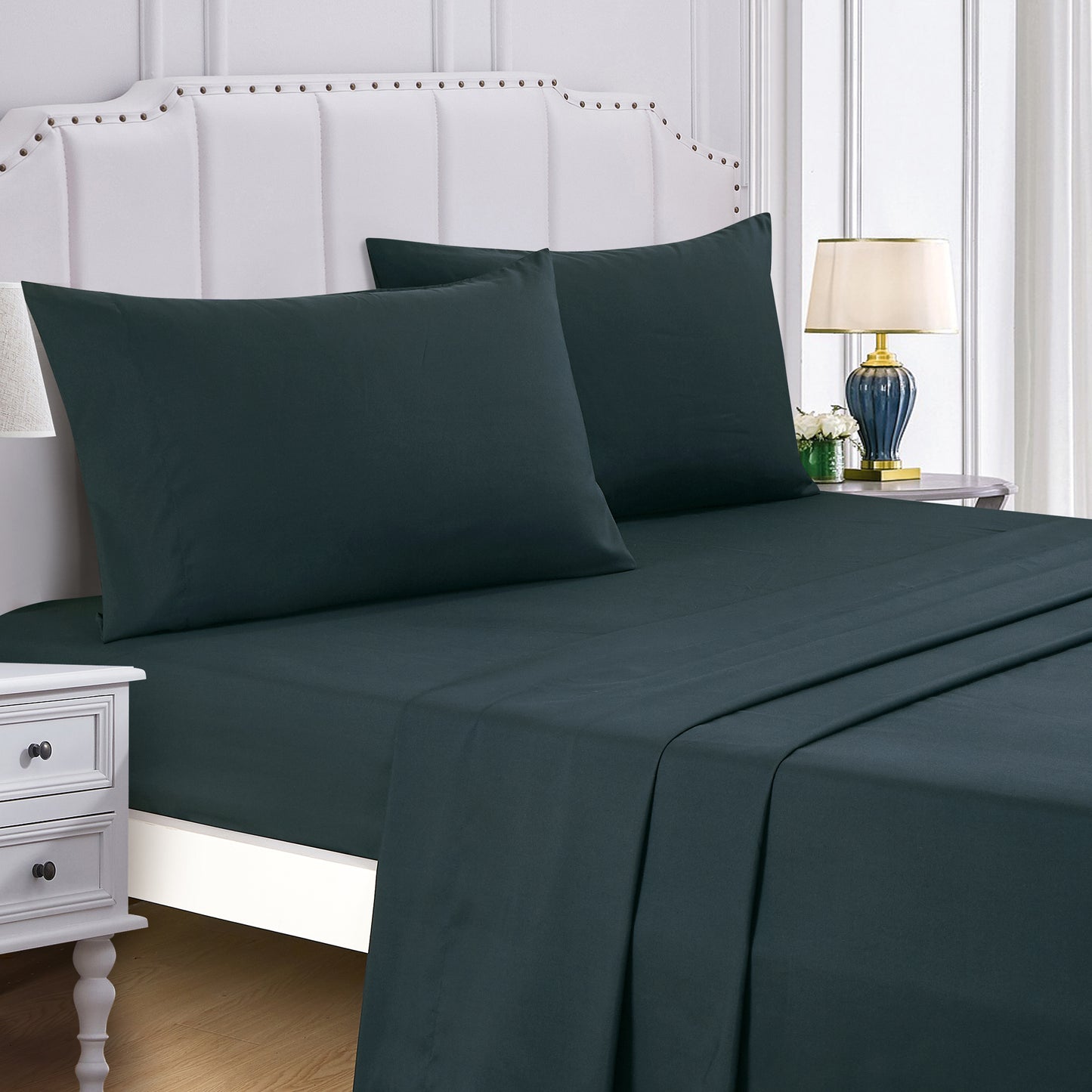 Bed-in-a-Bag 9-pieces Nadirah Navy and Burgundy Embroidery Comforter and Sheet Set Bedding Set - Cal King Size