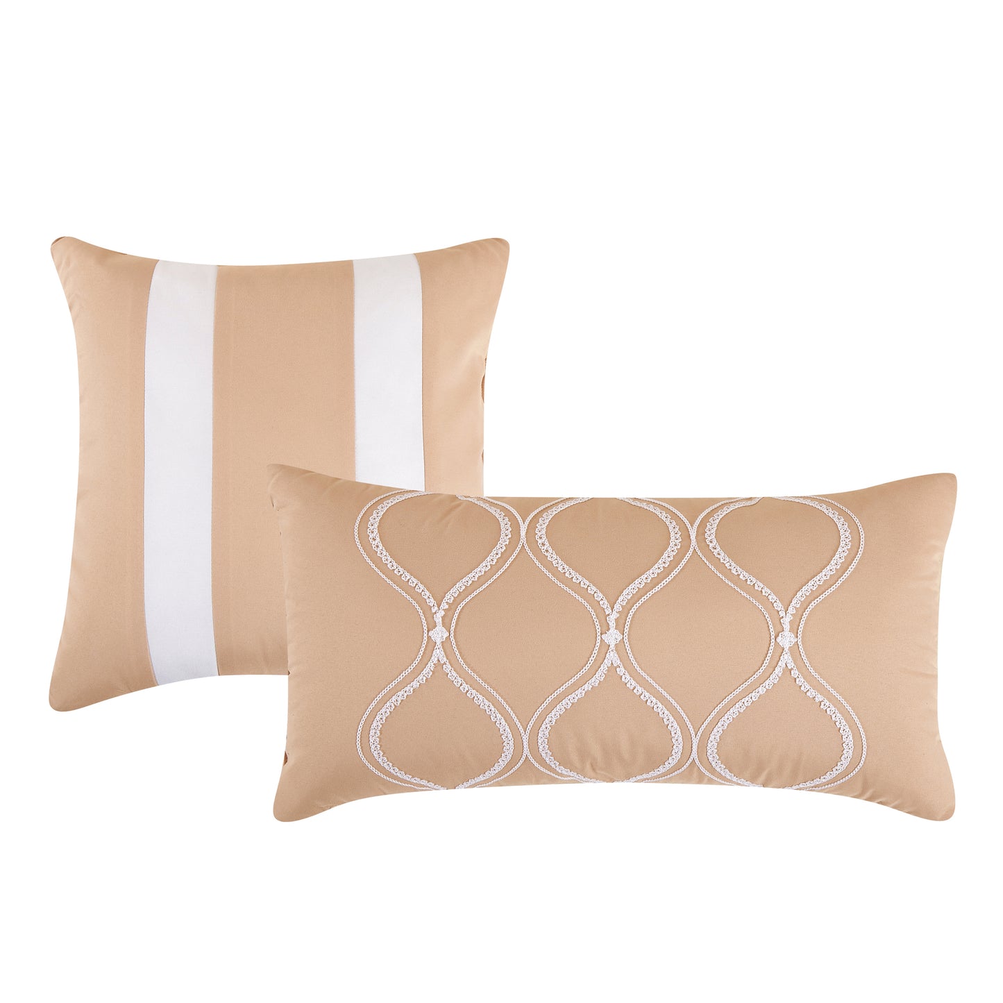 Bed-in-a-Bag 9-pieces Kineta Peach Pink Comforter and Sheet Set ,Bed in Bag Embroidery Bedding  Set- Cal King Size